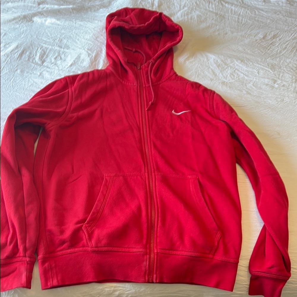 Nike Red Full‑Zip Hoodie with Hood